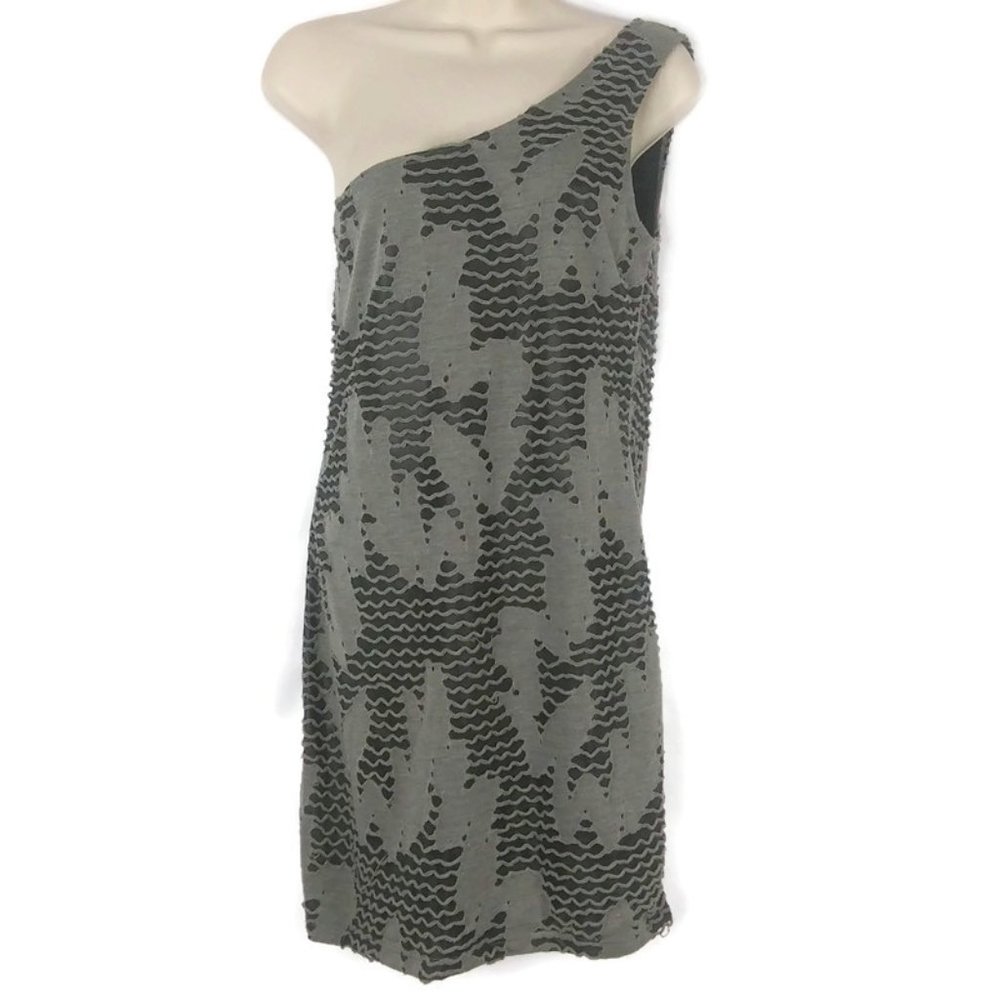 Symphony Ripped One Shoulder Side Zip Mini Dress